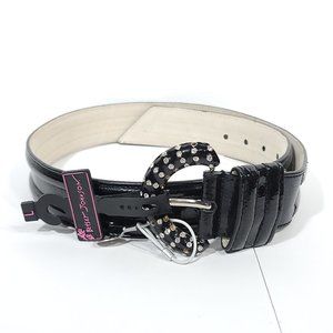 Betsey Johnson Patent Belt w/ Rhinestone Buckle sz L NWT